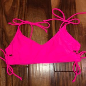 No Boundaries Tie Bikini Top Hot Pink